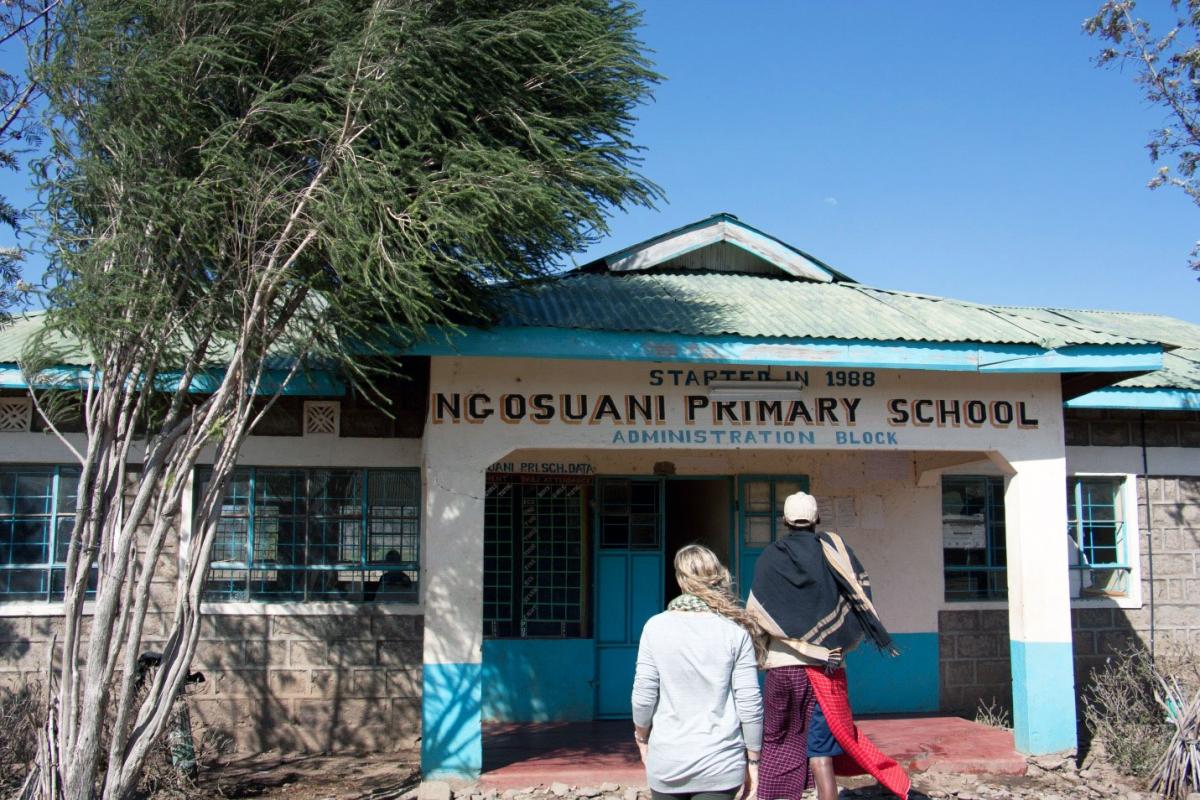 Walking into Ngosuani Primary School
