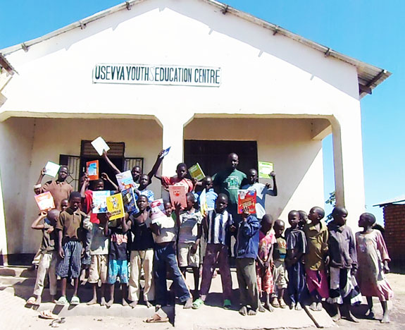 Children at Usevya Youth Education Centre with supplies