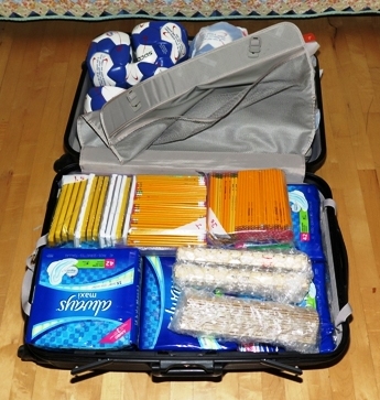 Suitcase full of supplies