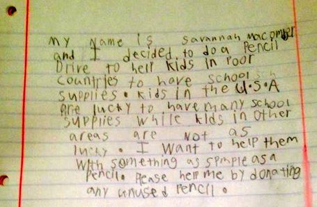 Savannah's letter